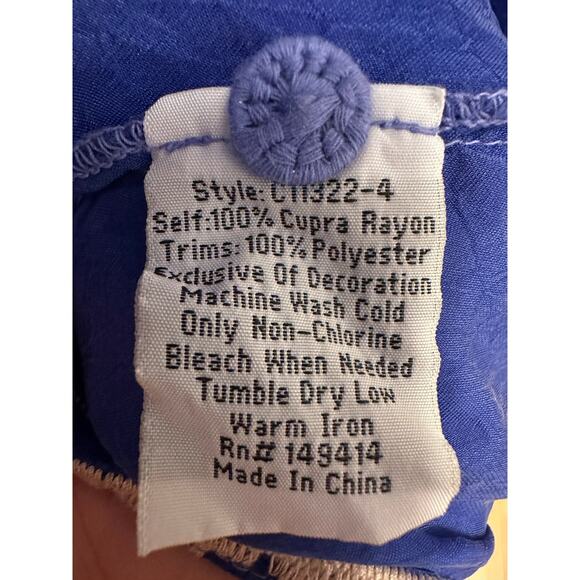 Johnny Was Taifa Blouse Royal Blue Embroidered Floral Sz Medium - Picture 7 of 8